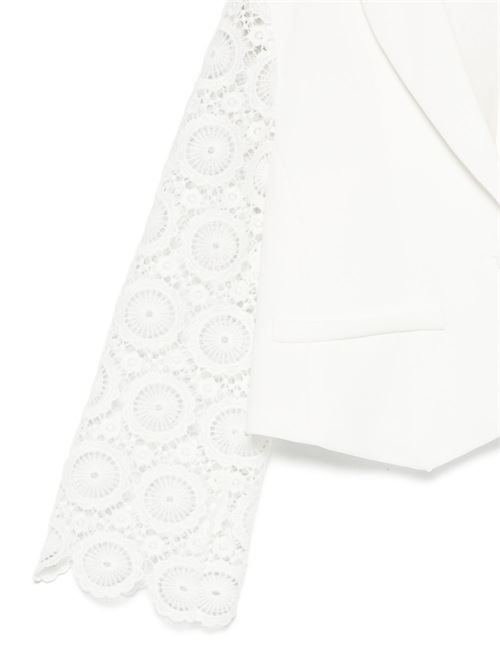 Giacca corta Twinset Kids da bambina bianca con maniche in pizzo TWINSET Kids | 261GJ2Q3000526